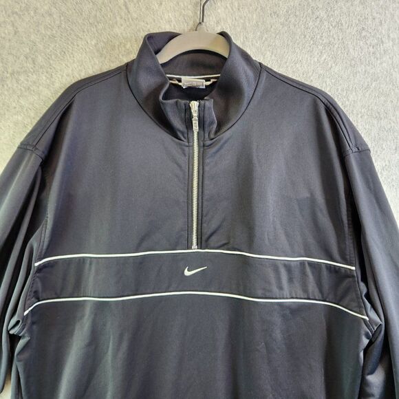 Nike Track Jacket Mens XXL Black Vintage 90s Y2K Gray Tag Label Side Zip - Picture 2 of 16